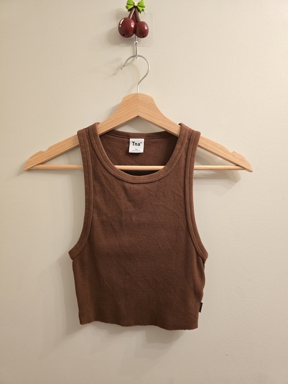 TNA Ribbed Cropped Tank Top in Brown